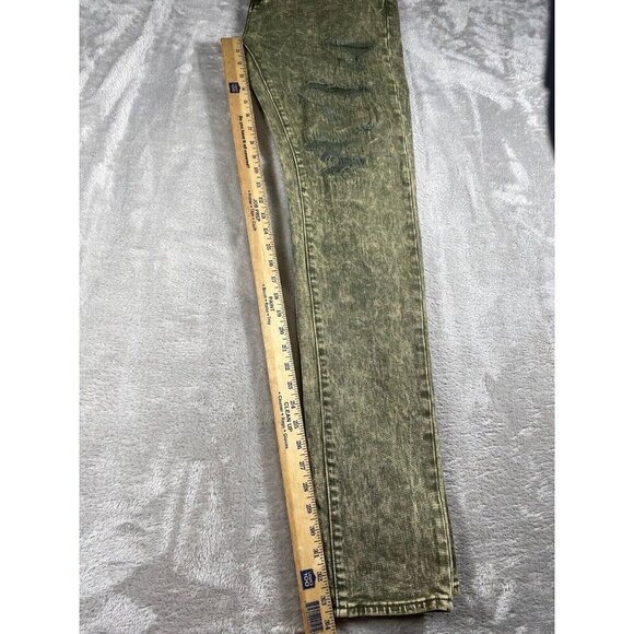 Mnml Men’s Distressed Skinny Jeans - Acid Wash Green - Size 36 - Picture 12 of 13